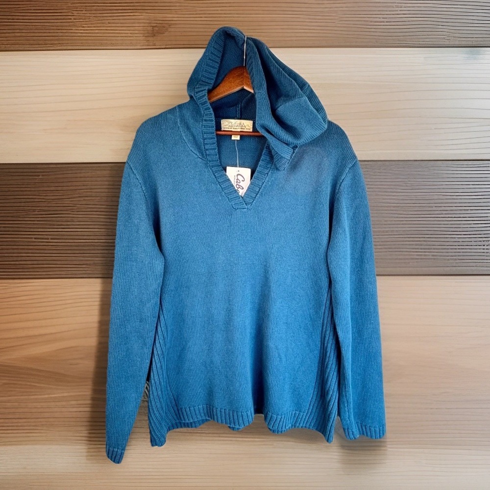 Cabelas Sweater Hooded Teal Blue Pullover XL 100% Cotton Hoodie NWT